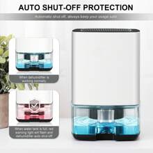 Portable Dehumidifier - 30 OZ Water Tank, Auto-Off, Ideal For Room, Bathroom, Bedroom, RV, Closet - Compact Home Dehumidifier For Spaces Up To 500 Sq.Ft, With 7 Colors LED Light