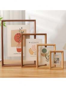 1 pieza Marco de fotos de doble cara, marco de fotos de madera retro de vidrio acrílico transparente de alta calidad, marco de fotos DIY, se puede colocar en la foto, adecuado para sala de estar, decoración de dormitorio, fiesta festiva, regalo de cumpleaños, decoración del hogar, decoración de interiores, almacenamiento creativo de plantas de escritorio, regalo del Día de San Valentín