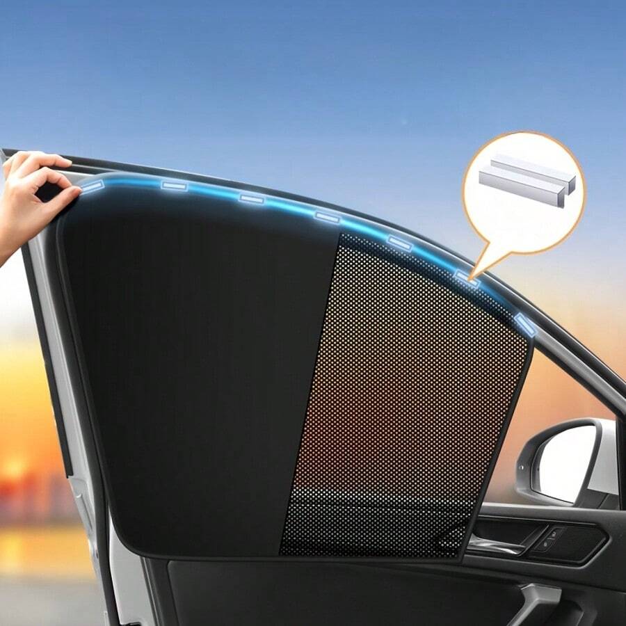 Magnetic Car Window Sunshade Net, Magnetic Installation, Heat Insulation, No Damage