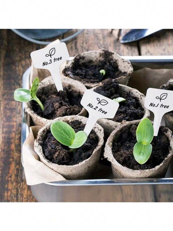 100 Pezzi di etichette riutilizzabili a forma di T - Impermeabili, scrivibili, resistenti agli agenti atmosferici in plastica, adatte per giardinaggio interno ed esterno, vivaio e fattoria