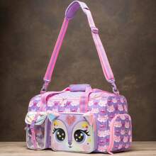 1pc Kids Animal Duffle Bag Girl Travel Bag Gifts Overnight Bag For Girl Tote Bag Sleepover Bag For Girls Gym Dance Bag With Shoes Compartment