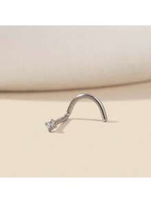 1/4pcs Fashion Chic Simple 316L Stainless Steel Cubic Zirconia Round Nose Rings, Versatile Disposable Body Piercing Jewelry Nose Stud, Suitable For Women's Daily Wear Gift