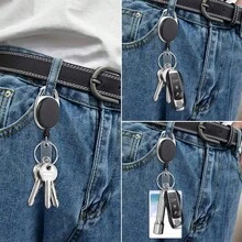 Conjunto de 4 cordões retráteis de liga de zinco com clipe para chaveiro, design oval, ideais para crachás de identificação, cartões de crédito e cartões de acesso, prevenindo perdas. Perfeitos para escola, casa e escritório. - Multicolorido - Ver 4