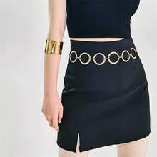 1 European And American Stroll Into Simple Design Sense Hollow Geometric Ring Sexy Waist Chain - Gold - View 4