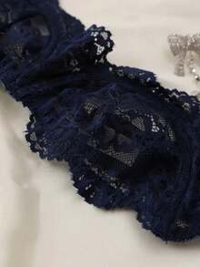 Lace Pattern Design Lingerie Set, Strapless Bra And Panties, Sexy Intimate Apparel For Women - Navy Blue - View 4