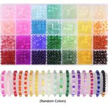 700pcs/1400pcs, 6mm Glass Round Beads Jewelry Making Set For Handmade DIY Bracelets, Necklaces, Earrings, Jewelry, Crafts Gifts Accessories (Random Colors)