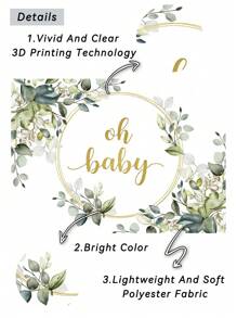 1pc Newborn Shower Photography Backdrops Watercolor Gold Green Eucalyptus Leaves Photo Background 59.1*39.4/82.7*59.1/106.3*70.9 Inches Sons Daughters Birthday Party Banner Indoor Outdoor Wedding Decoration Supplies
