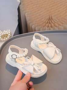 1 Pair Girls' Soft Sole Anti-Slip Fashionable Casual Wear Princess Style Hook And Loop Outdoor Summer Sandals - Beige - View 3