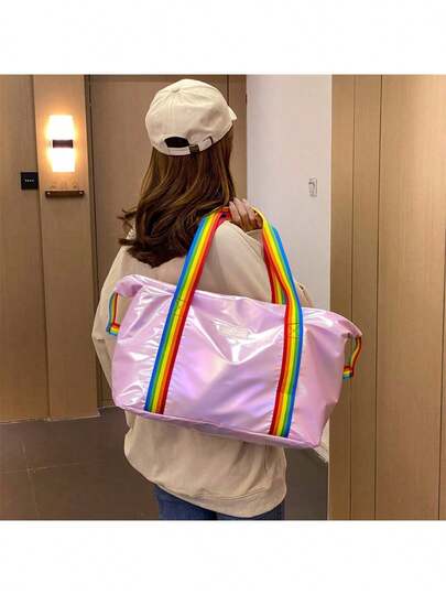 1PC Women's Large Capacity Travel Bag Waterproof Sports Fitness Bag Lightweight Dry And Wet Separate Swimming Bag Short Distance Storage Bag Rainbow Color Portable Luggage Bag Travel Essential Graduation