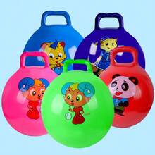 1 件大号加厚充气弹力球健身玩具，感官开发训练器材卡通手柄弹力球，适合健身锻炼