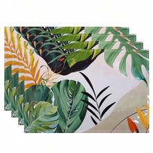 1/4/6/8/12 Pcs Linen Dining Table Placemats, Washable Ocean Seashell Printed Table Mats, Surface Protective Pads, Indoor Outdoor Dining Table Decor, Suitable For Holiday Parties & Kitchen