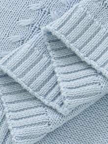 1 件婴儿纯色针织毯，叶子图案，婴儿儿童房被子，简约设计，适合所有季节