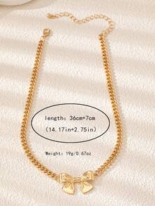 1pc Bow Metal Pendant Necklace, Dainty Elegant Suitable For Women Daily Wear, Party, Dating, Gift Valentines,Mom,Mother,Mother's Day,Gift - Silver - View 5