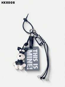 HXXOOS Uma Peça Tag de Identificação e Chaveiro de Cão em Estilo INS - Pingente de Bolsa Fofo de Schnauzer com Etiqueta "ISSO É MEU!", Acessório de Viagem para Mulheres, Presente para Ela, Pendente para Mochila, Bolsa de Ombro, Mala