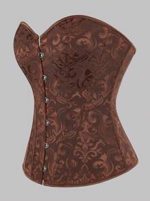 1 szt. Gorset damski w stylu pałacowym, klasyczny jednolity kolor żakardowy gorset z sznurowanym pasem, wzmacniający kształtowanie, można nosić jako odzież wierzchnią na wesele i imprezę