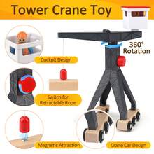 Vanplay Baustellenfahrzeug-Set – Kranspielzeug aus Holz mit Turm, Bagger und Muldenkipper, Montessori-Bausteinspielzeug für Jungen im Alter von 3–5 Jahren