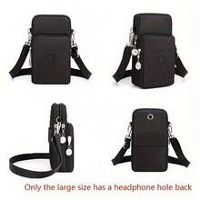 时尚女士尼龙斜挎手机包，皮革内衬，拉链设计 - 适合旅行和日常使用