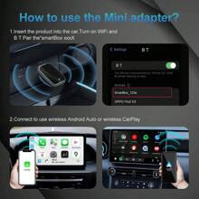 Adaptador inalámbrico de CarPlay, Convertidor de CarPlay con cable a inalámbrico, Conexión automática al sistema inteligente del automóvil, Plug and Play, Bluetooth CarPlay inteligente, ayuda a que CarPlay con cable y Android Auto se conecten de forma inalámbrica a Bluetooth/Wi-Fi