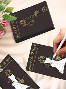 1set 20pcs Bridal Party Games - 20 The Dress Bridal Party Games For Guests - Black Gold Fashion Cute Wedding Decoration Party Supplies Game Creative Hot Stamping Black Card Bridal Shower The Dress Set Hand Painted Wedding Card Wishing Card With Pen Summer Birthday Gifts Beach Back To School School Supplies Room Decor