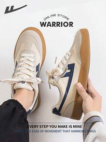 Warrior Men's Breathable Sports Shoes Spring And SummerLightweight Comfortable Breathable Modest Style Casual Yet Sleek Sneakers Applicable Throughout The Year Wear-Resisting All-Day Wear Training Sneakers Running Shoes Canvas Shoe - Beige/dark Blue - View 3