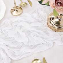 Cheesecloth Table Runner, Suitable For Bridal Shower Decorations, Weddings, Thanksgiving, Christmas, And Birthday Celebrations. Cheesecloth Spring Table Runner For Shower Bridal Wedding Decoration Gauze Rustic Table Runner For Party First Communion Centerpiece Engagement.