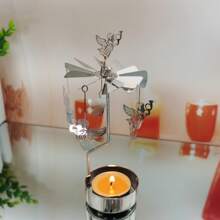 Home Decoration Festival Angel Metal Rotary Candle Holder Stainless Steel