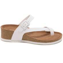 新月形可调节搭扣人字拖 - 舒适夏季凉鞋，厚底设计 - 白色 - 查看 4