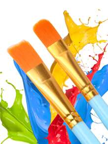 10pcs/50pcs Plastic Handle Painting Brush Set, Watercolor Acrylic Oil Art Paint Brushes For Drawing