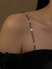 1pc Plastic Diamond Decor Minimalist Shoulder Chain, Versatile For Wedding Dress, Party Dress, Daily Wear