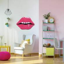 1 pieza Alfombra de baño con forma de labios sexy de color rosa - Alfombra de baño de piel de oveja sintética - Decoración de baño, apta para baño, bañera, dormitorio, sala de estar, balcón, decoración del hogar, alfombra de puerta para exteriores, decoración de otoño