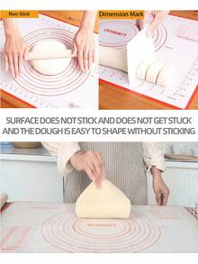 1 件 - 铂金玻璃纤维硅胶揉面垫，防滑硅胶糕点垫（带刻度），不粘烘焙工具垫。用途广泛，可用于制作糕点、面条、马卡龙、面包等。 - 彩色 - 查看 8