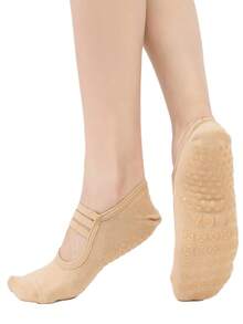 女士圆头三带浅口露背防滑健身、舞蹈、普拉提、瑜伽袜，款式 H10，秋季