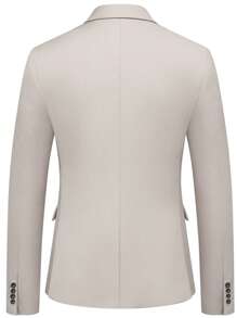Traje de 3 piezas para hombre en beige, estilo slim fit que incluye blazer, chaleco y pantalones. Conjunto formal clásico para negocios, bodas u ocasiones casuales