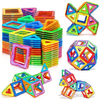 Magnetic Block Building Toys - Colorful 3D Puzzle Design, Improve Creativity & Fine Motor Skills, Ideal For Ages 3-6, Perfect Halloween & Birthday Gift, Youngsters' Building Toy | Vibrant Color Blocks | Durable Construction, Magnetic Building Blocks