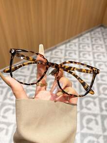 3副男女通用方形铆钉眼镜，休闲时尚欧式风格，简约学院风，轻便电脑眼镜，可爱、经典、现代，适合返校、日常佩戴和工作场合。 - 3PCS:黑色+綠色+黃豹紋 - 查看 14