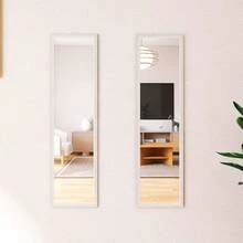 High Quality  Length Mirror With Embossed Frame, 127 X 35.5 Cm Large Body Wall Mirror, White - White - View 2