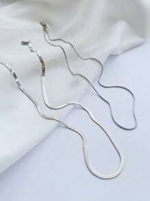 2pcs Minimalist Layered Necklace Set, Delicate Snake Bone Chain Necklace, Chic Clavicle Chain Necklace, Design