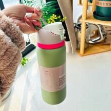 Hervidor de agua para acampar al aire libre de doble bebida O.wala Morandi con pajita, botella de agua para bicicleta aislada de gran capacidad de 32 oz / 945 ml, tiempo de conservación del hielo más de 24 horas, botella de agua con doble aislamiento al vacío, bebidas congeladas, apariencia hermosa, trabajo exquisito, adecuado para acampar, trabajo, uso en interiores