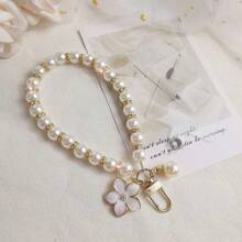 1 Set Fashion Pearl Extension Chain, Sakura & Camellia Flower Phone Lanyard, Water Cup Lanyard, Handbag Strap Chain