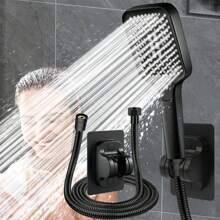 3pcs Set New High-Quality 3-Setting ABS Handheld Shower Head With 1.5M Stainless Steel Hose & ABS Wall Mount Bracket, Black
