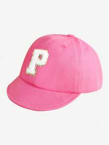 1 Pc Customizable 26 Letter Children's Solid Color Baseball Cap, Fashionable Casual Soft Brim Hat, Suitable For 1-3 Years Old Baby Girls Daily Outings, Vacation, Sun Protection - Rose Pink - View 13