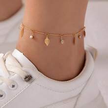 1-3pcs Round Charm Anklet For Summer Vacation Travel Beach Party,Gold Jewelry