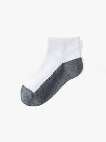 5 Pairs White/Grey Color Block Children's Socks, Grey Base Student Socks, Mesh Boys & Girls Short Socks, Back To School - Grey - View 2