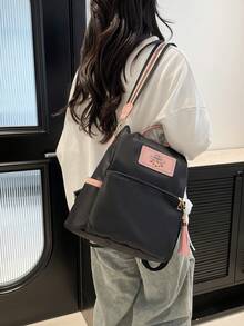 Fashionable Casual Versatile Large Capacity Backpack - Black - View 2