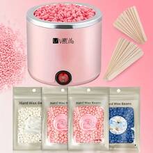 Viilife Pink Waxing And Hair Removal Set 200cc Wax Heater 4 Packs Of Waxing Wax Beans 20 Waxing Sticks Suitable For Women To Wax And Remove Hair At Home. - 查看 2
