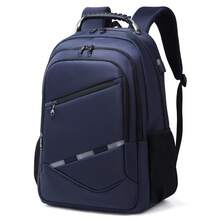 Men's And Women's Business Commuter Travel Backpack, Multi-Functional USB Interface Rechargeable Large Capacity Laptop Bag - Blue - View 3
