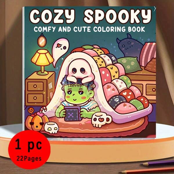 1 Libro da colorare di lusso "Cozy Spooky" Horror per adolescenti e adulti - 22 pagine spesse con copertina unica | Regalo perfetto per rilassarsi per San Valentino, Natale, Ognissanti | Ideale per amici, coppie, famiglie | Età 14+, 2D, perfetto per la decorazione della stanza, Festa della Mamma, regalo per la mamma, Back to School, forniture scolastiche