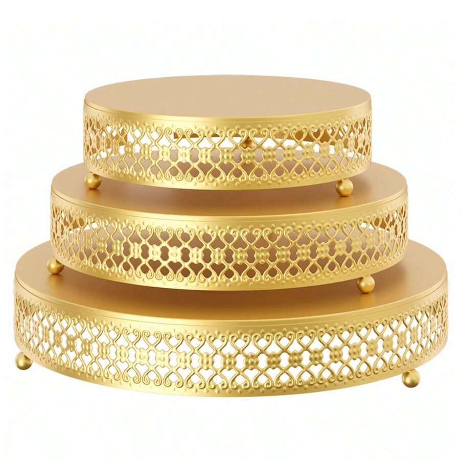 1pc Gold Dessert Table Cake Rack Decoration, European Wedding Iron Cake Tray, Afternoon Tea Rack, Fruit Plate Cake Tray, Suitable For Wedding Birthday Party - Multicolor - View 1