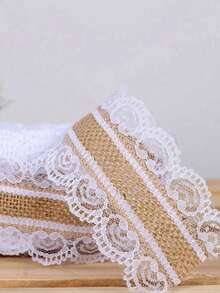 1pc 200cm/2.19yd DIY Linen Ribbon, Linen Gift Wrapping Paper For Wedding Party Decor, Suitable For Home, Wedding, Party, Handmade, Birthday And Holiday Decoration, Clothing Accessories Handmade Lace Linen Roll - Multicolor - View 3