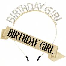 Conjunto de faja de cumpleaños, corona y diadema con strass - Accesorios de cumpleaños feliz para mujer - Multicolor - Ver 14